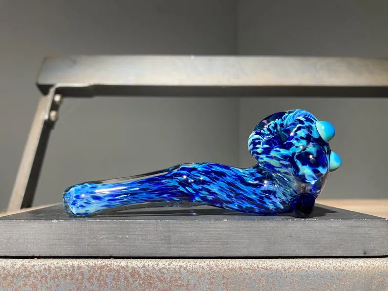 Silver Dark Blue Chameleon Pocket Sherlock Extra Thick Glass Pipe