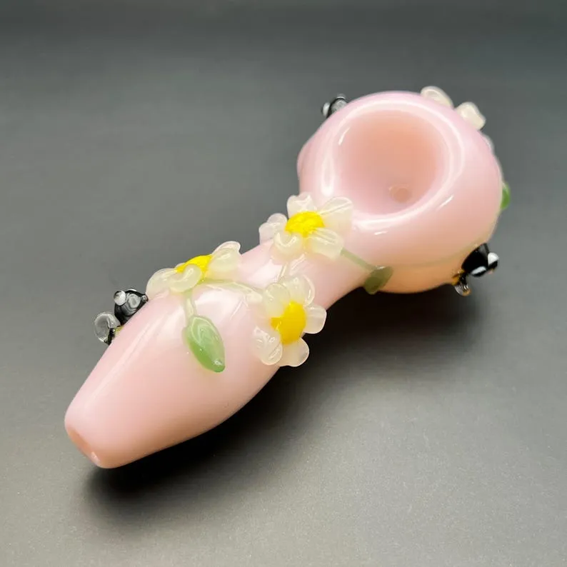 Flowers Pipe with Bee, Cute Pink Pipe, Girly Design