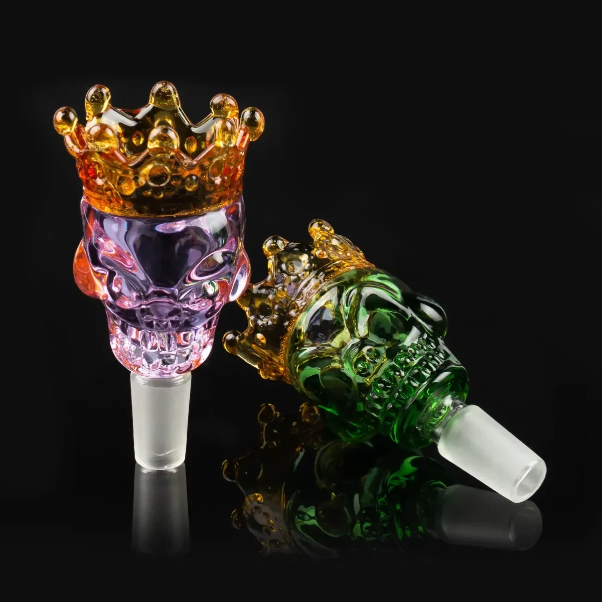 male Glass Bowl Skull with Crown Style