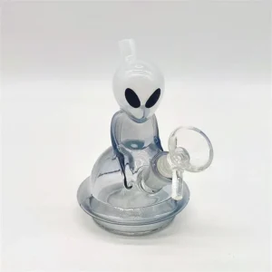 Mini Bongs White Alien On UFO Glass Water Pipe Bong