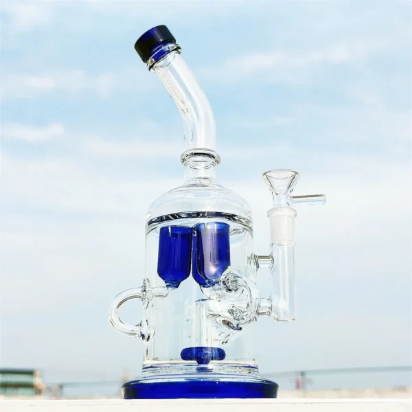Recycler Blue Mass Tubes Luxury Glass Water Pipe Hookah