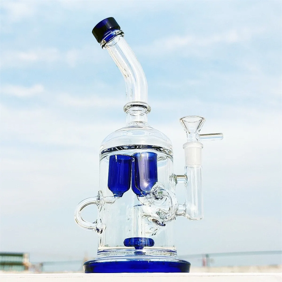 Recycler Blue Mass Tubes Luxury Glass Water Pipe Hookah