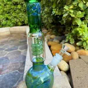Deluxe Green Glass Beaker Bong Twisted
