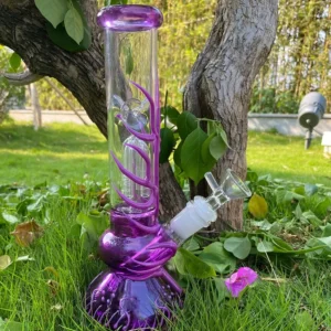 Purple Glow In The Dark Glass Bong Thick Glass Water Pipe