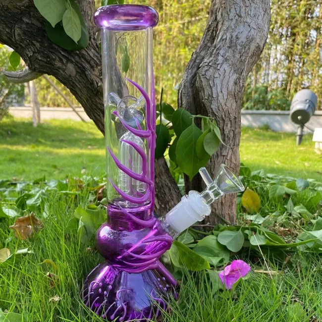 Purple Glow In The Dark Glass Bong Thick Glass Water Pipe