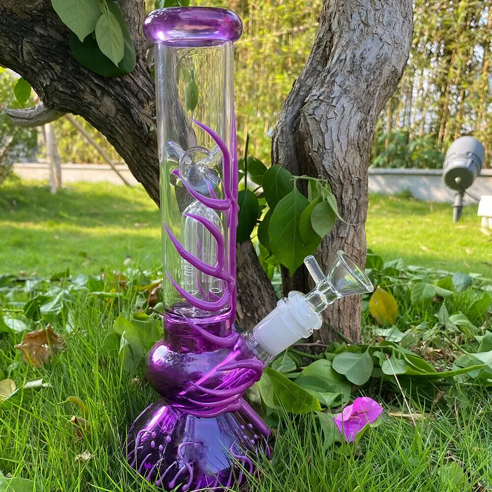 Purple Glow In The Dark Glass Bong Thick Glass Water Pipe