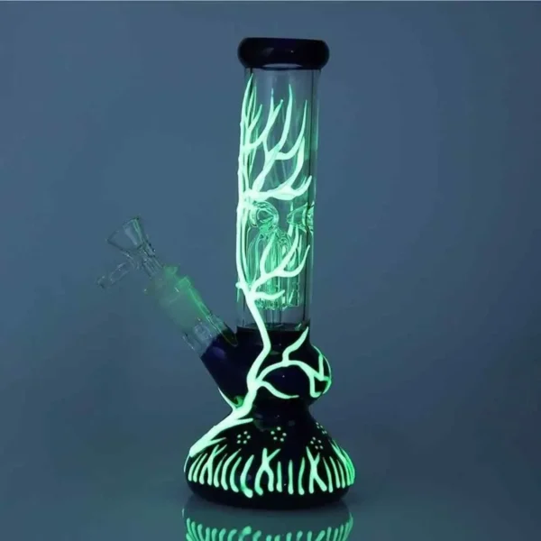 Glow in the Dark Glass Bong Water Pipe Hookah Smoking Bong