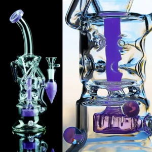 Lavender Glass Water Bong Recycler Hookah Rig Smoking