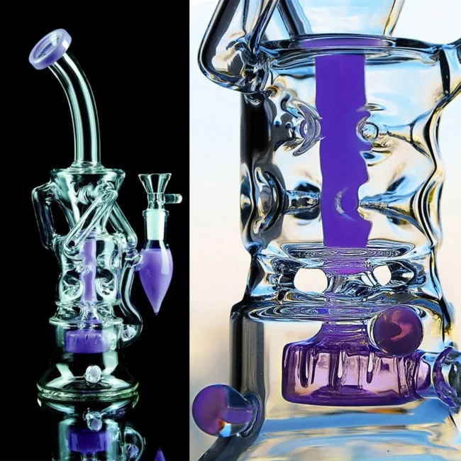 Lavender Glass Water Bong Recycler Hookah Rig Smoking
