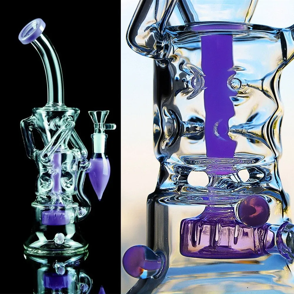 Lavender Glass Water Bong Recycler Hookah Rig Smoking