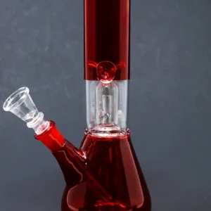 8" Red Single Perk Bong w/ Ice Catcher