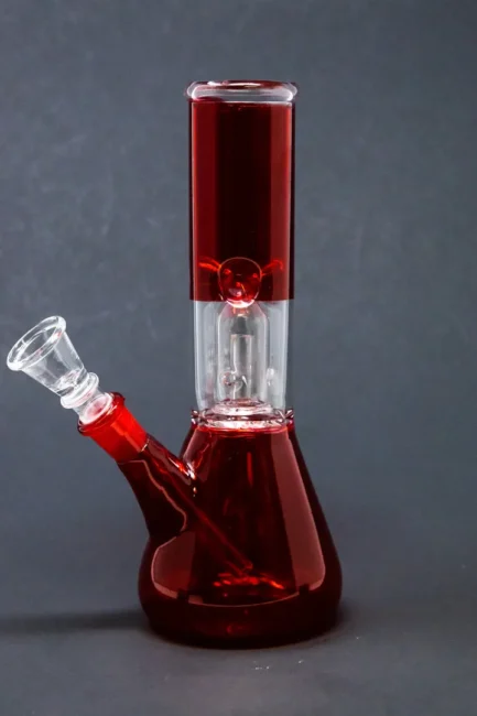 8″ Red Single Perk Bong w/ Ice Catcher