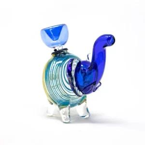 4" Blue Swirl Elephant Hand Pipe w/ Bowl Pc