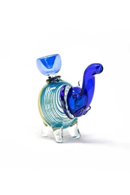 4″ Blue Swirl Elephant Hand Pipe w/ Bowl Pc