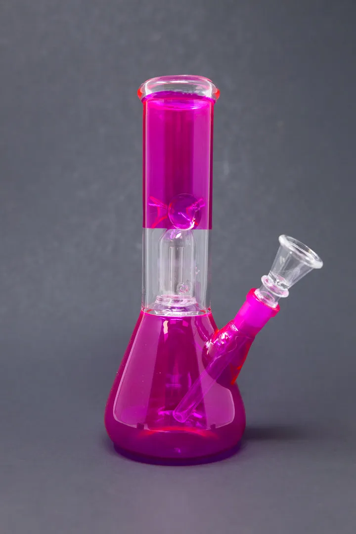 8" Pink Single Percolator Bong w/ Ice Catcher