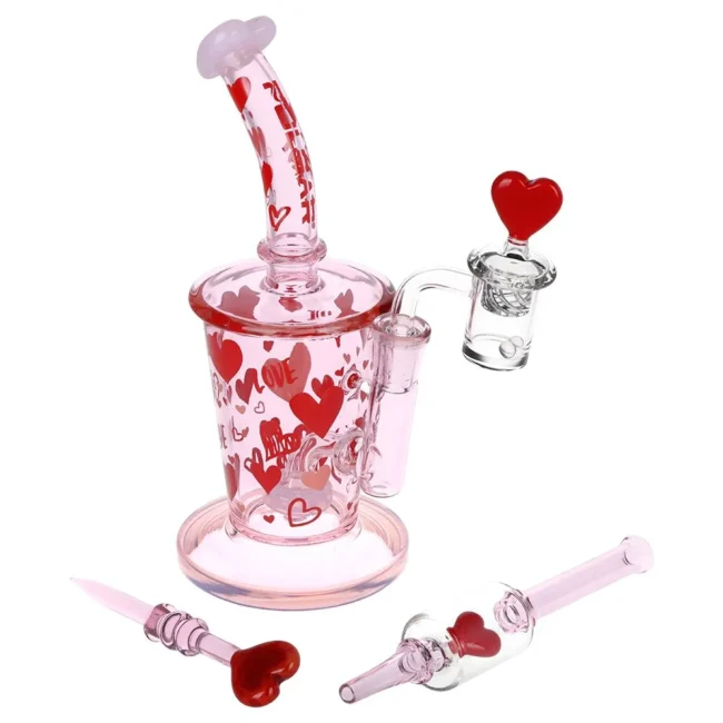 Pulsar Valentine’s Love Hearts Glass Dab Rig Set – 8.5″ / 14mm F