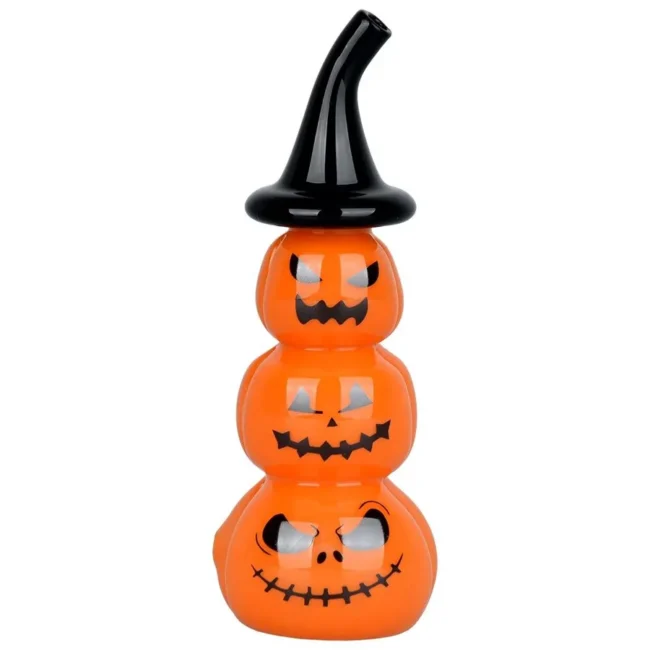 STACKED JACK-O-LANTERN GLASS HAND PIPE | 5″