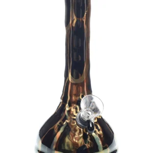 Experience a touch of artistry with every inhale. Wheel-thrown in Washington State, this 9-inch ceramic beaker features hand-poured glazes streaked with real 22 karat gold sunburst detailing that glimmers in candlelight or LED glow. From Headshop, a trusted name in artisanal ceramics and premium glassware, this piece blends craftsmanship with everyday utility. Thick walls and a flared mouthpiece deliver silky-smooth pulls, while the sculpted base keeps the piece steady on any tabletop.