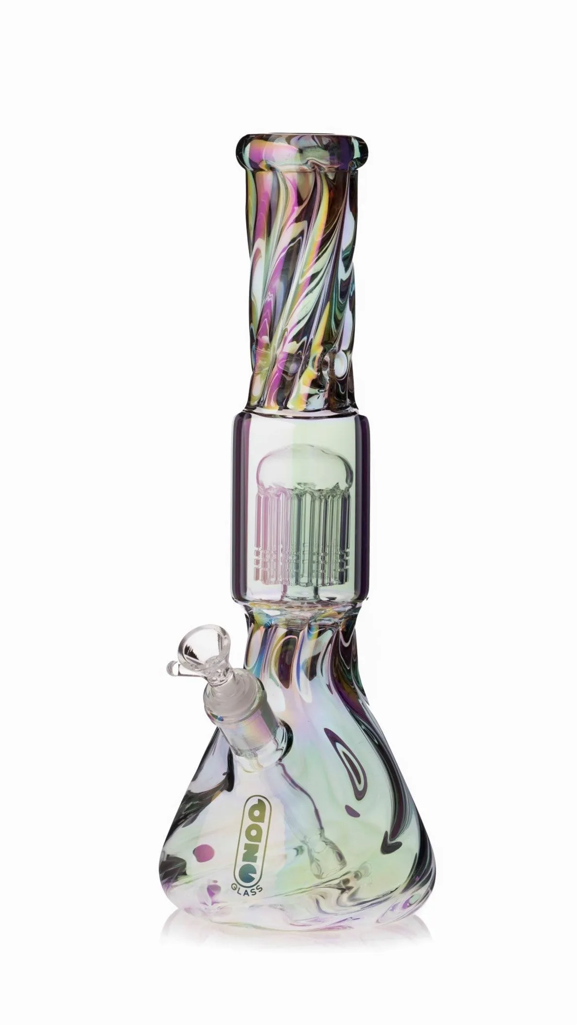 Daze Glass – 14 Inch Iridescent Spiral Arm Perc Glass Water Pipe